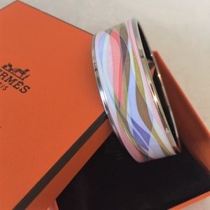 HERMES pink enamel bracelet size small